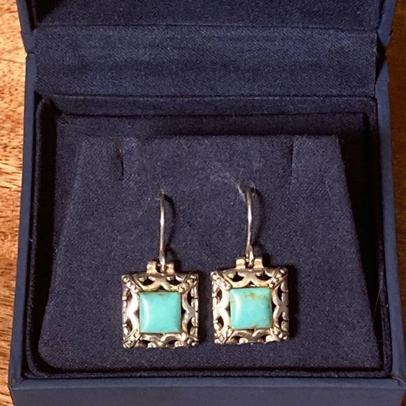 Genuine Turquoise Earrings Set in Sterling Silver - Picture 2 of 5